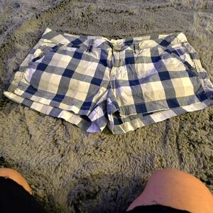 Aeropostale Navy and White Plaid Women's Shorts
